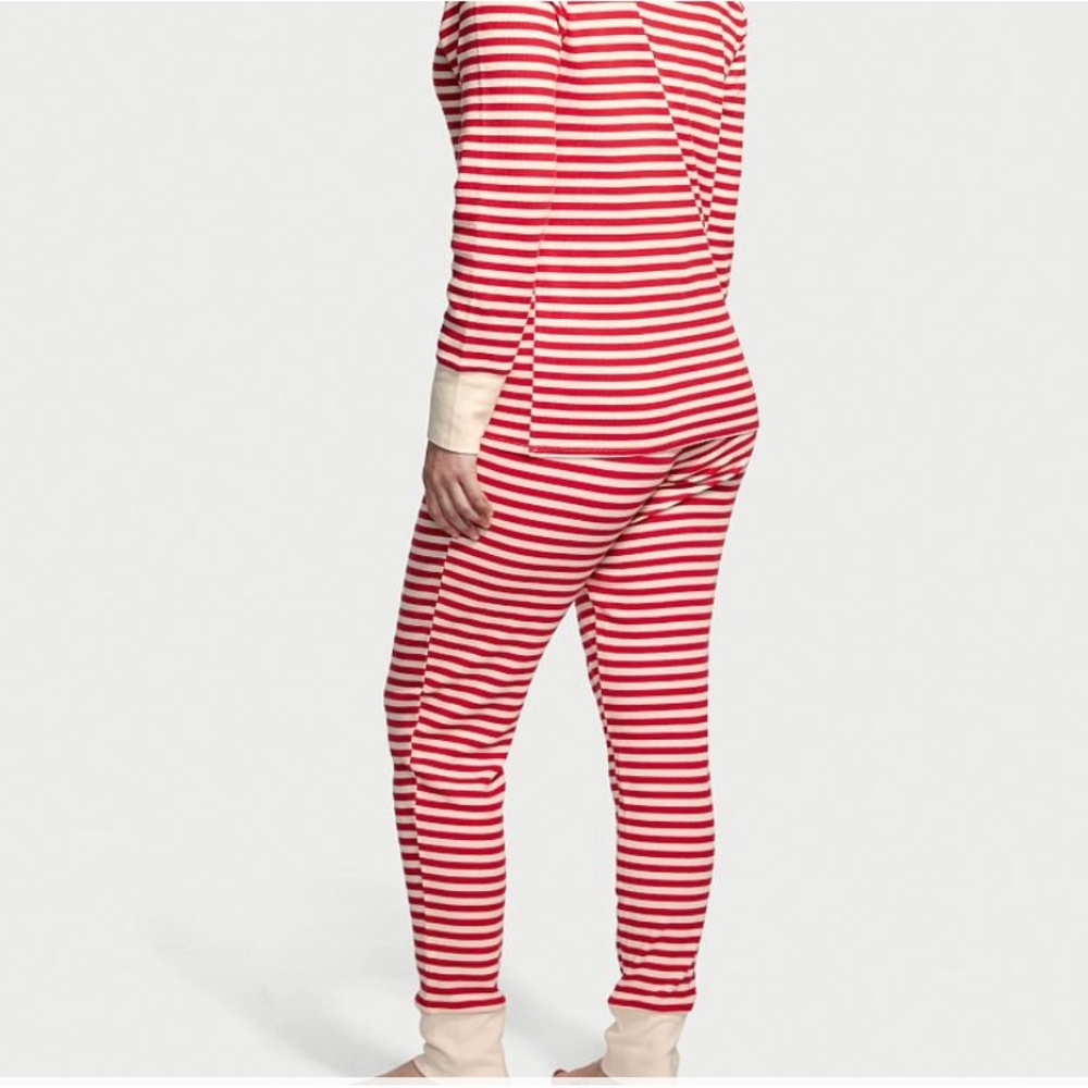 Candy Cane PJs Victoria's Secret XL Thermal Long Pajama Set Adorable NWT - Picture 6 of 14